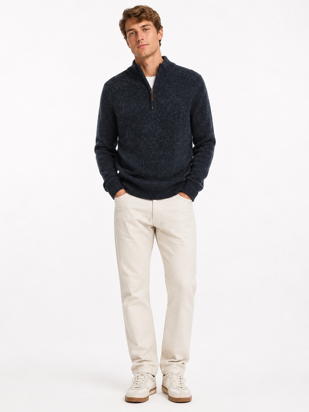Banana Republic Men's Size M Navy Half-Zip Wool Blend Sweater